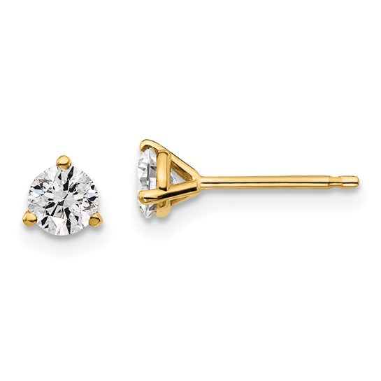 Yellow Gold Martini Round Lab Grown Diamond Stud Earrings
