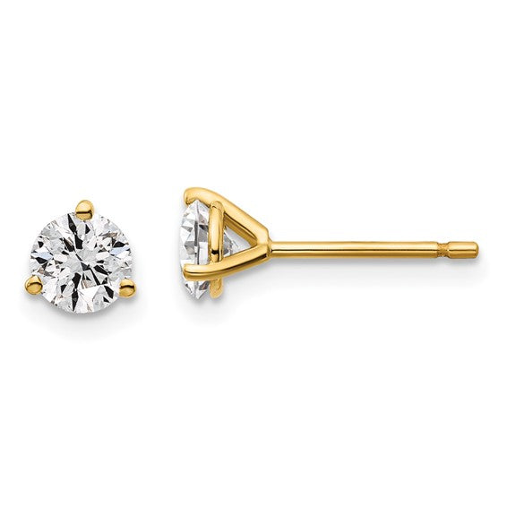 Yellow Gold Martini Round Lab Grown Diamond Stud Earrings