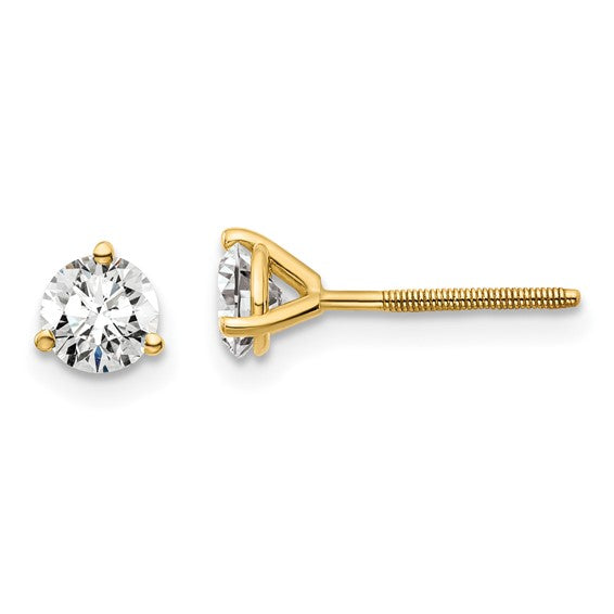 Yellow Gold Martini Round Lab Grown Diamond Stud Earrings