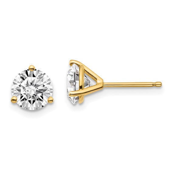 Yellow Gold Martini Round Lab Grown Diamond Stud Earrings