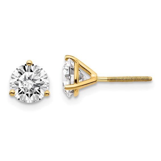 Yellow Gold Martini Round Lab Grown Diamond Stud Earrings