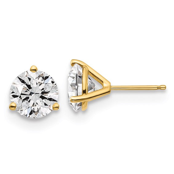 Yellow Gold Martini Round Lab Grown Diamond Stud Earrings