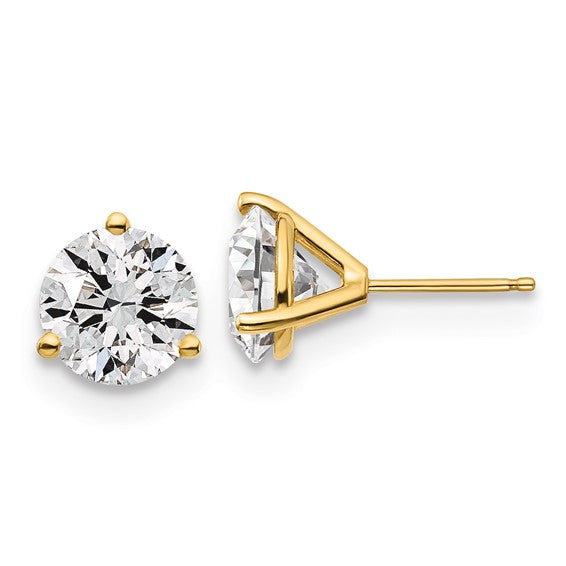 Yellow Gold Martini Round Lab Grown Diamond Stud Earrings