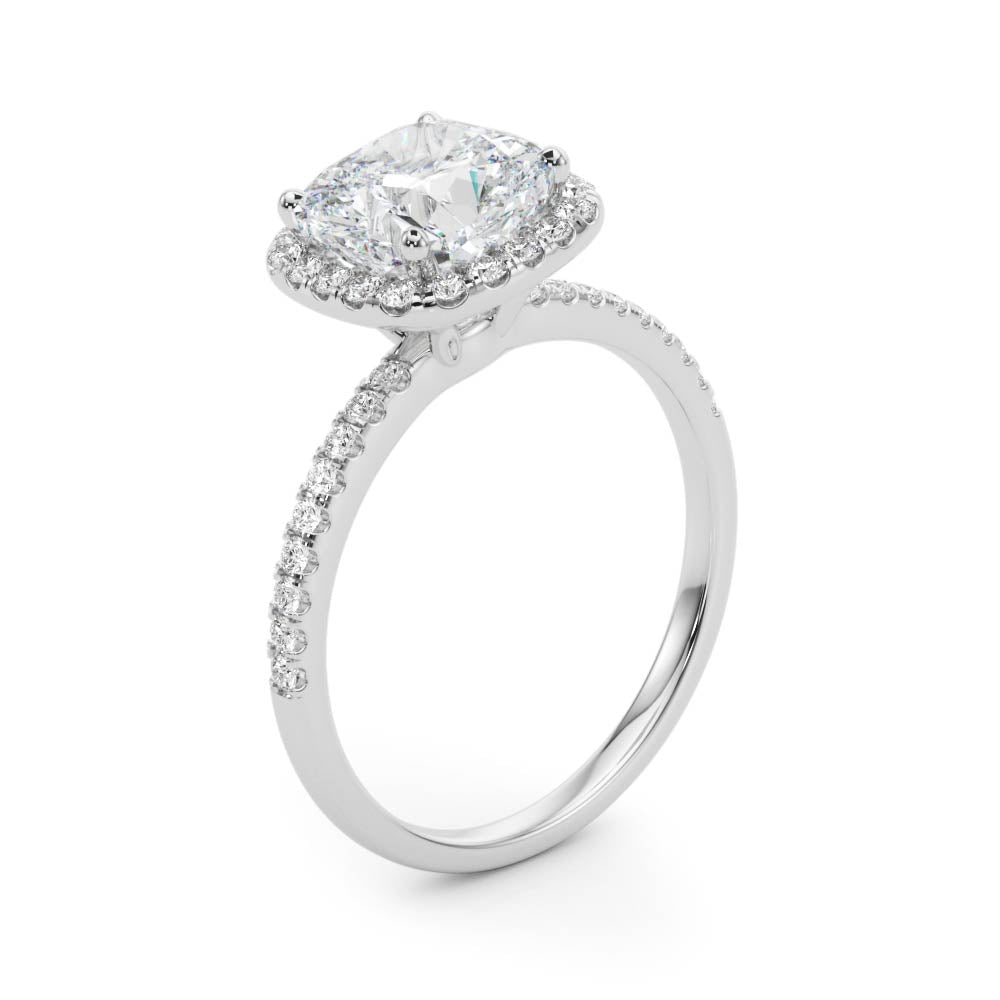 Cushion Halo Lab Grown Diamond Engagement Ring