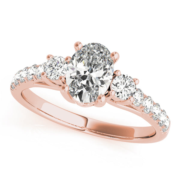 3 Stone Oval with Round Side Accent Engagement Ring