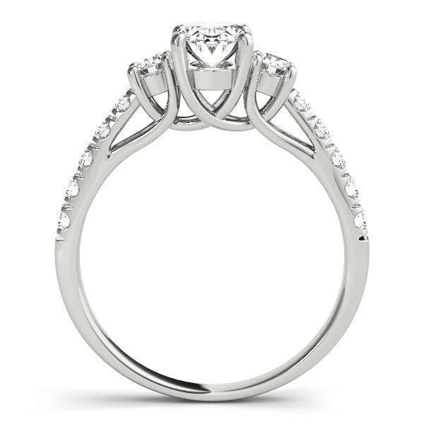 3 Stone Oval with Round Side Accent Engagement Ring