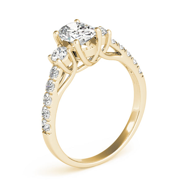 3 Stone Oval with Round Side Accent Engagement Ring