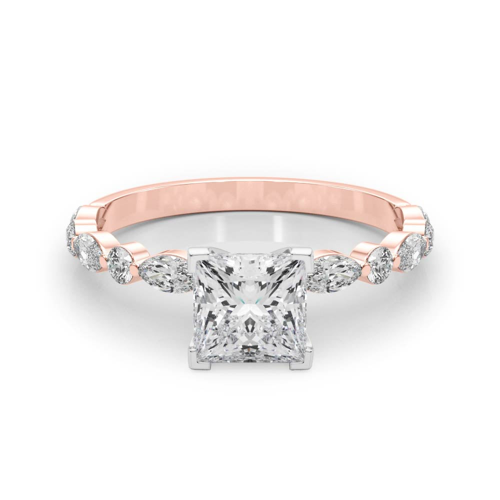 Petite Princess Alternating Round and Marquise Engagement Ring