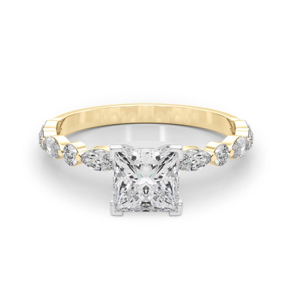 Petite Princess Alternating Round and Marquise Engagement Ring