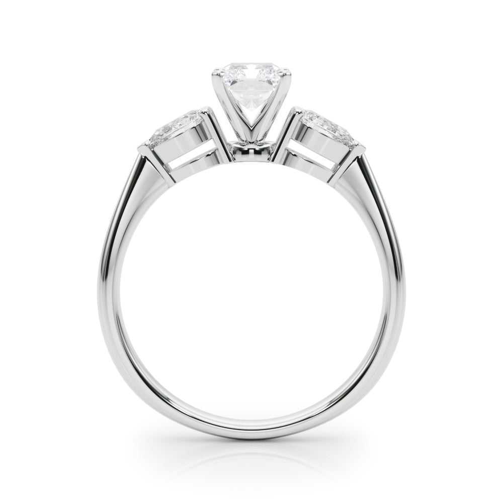 3 Stone Radiant with Pear Side Accent Engagement Ring