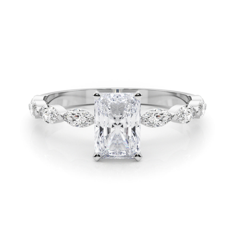 Petite Radiant Alternating Marquise Engagement Ring