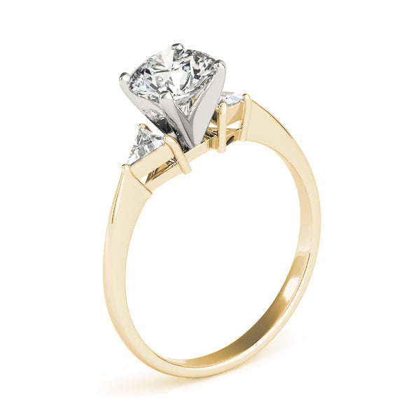 Classic 3 Stone Round Lab Grown Diamond with Trillion Side Accent Engagement Ring
