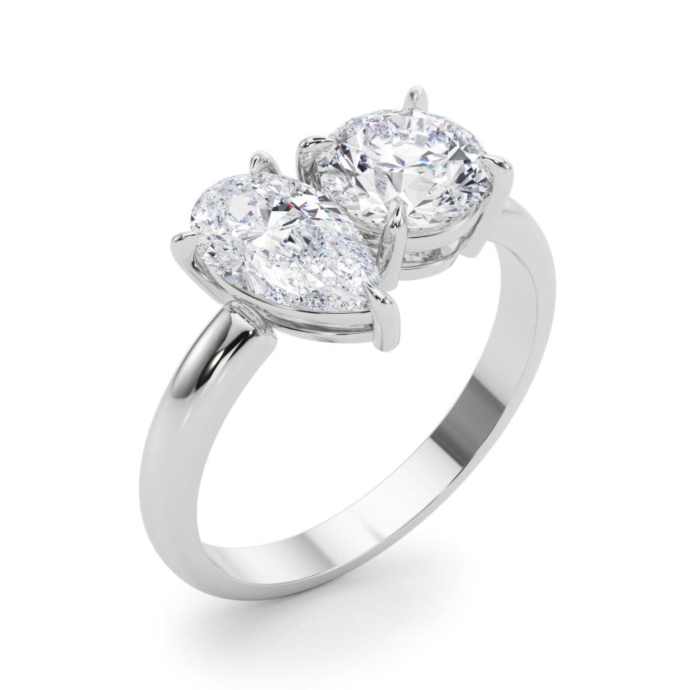 2 Stone Round and Pear Lab Grown Diamond Engagement Ring