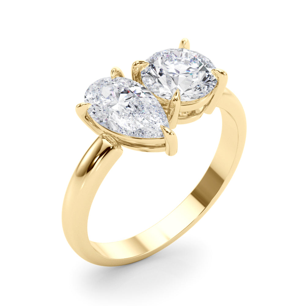 2 Stone Round and Pear Lab Grown Diamond Engagement Ring