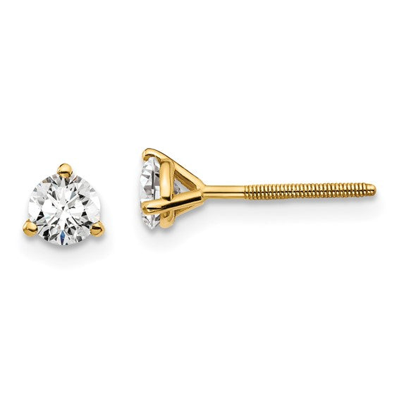 Yellow Gold Martini Round Lab Grown Diamond Stud Earrings