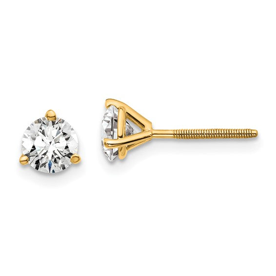 Yellow Gold Martini Round Lab Grown Diamond Stud Earrings