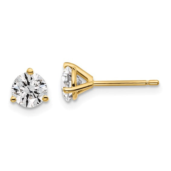 Yellow Gold Martini Round Lab Grown Diamond Stud Earrings