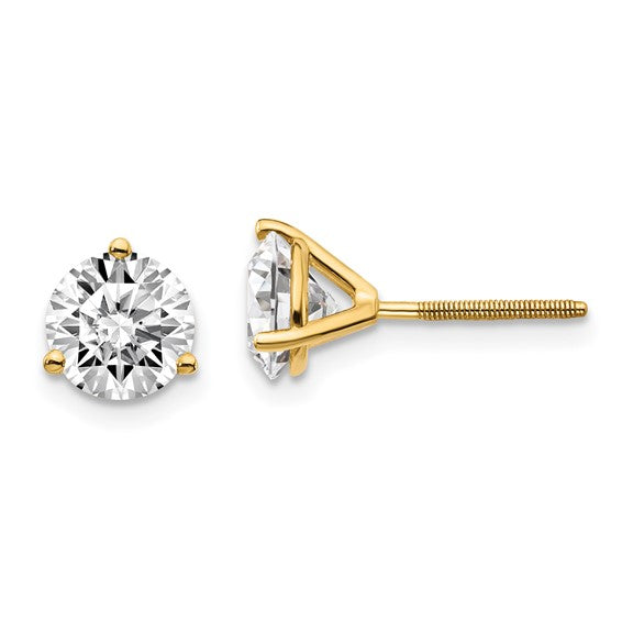 Yellow Gold Martini Round Lab Grown Diamond Stud Earrings