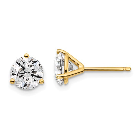 Yellow Gold Martini Round Lab Grown Diamond Stud Earrings