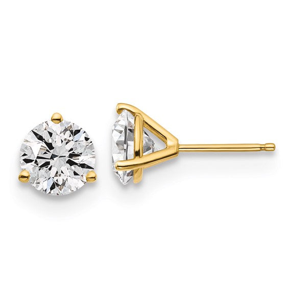 Yellow Gold Martini Round Lab Grown Diamond Stud Earrings