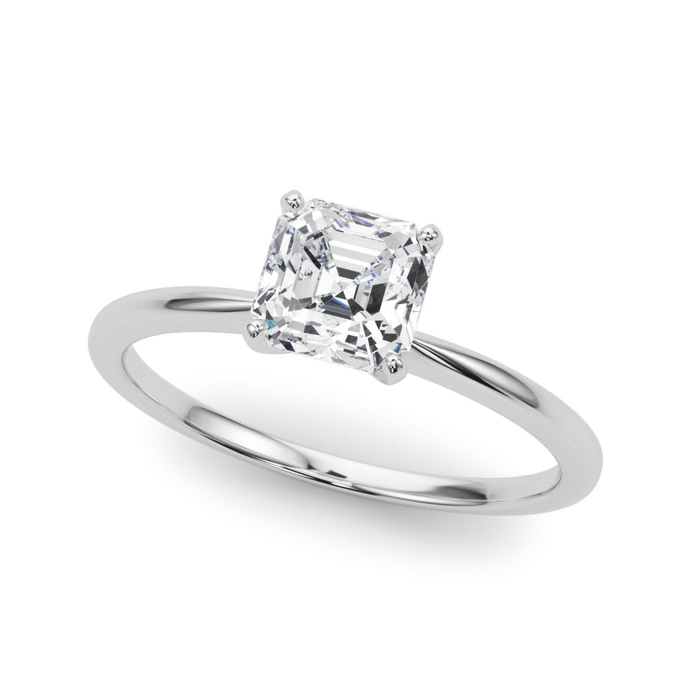 Petite Asscher Solitaire Engagement Ring
