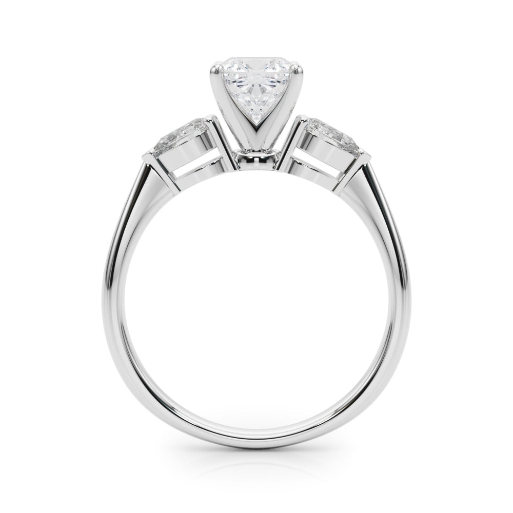 3 Stone Cushion with Pear Side Accent Engagement Ring