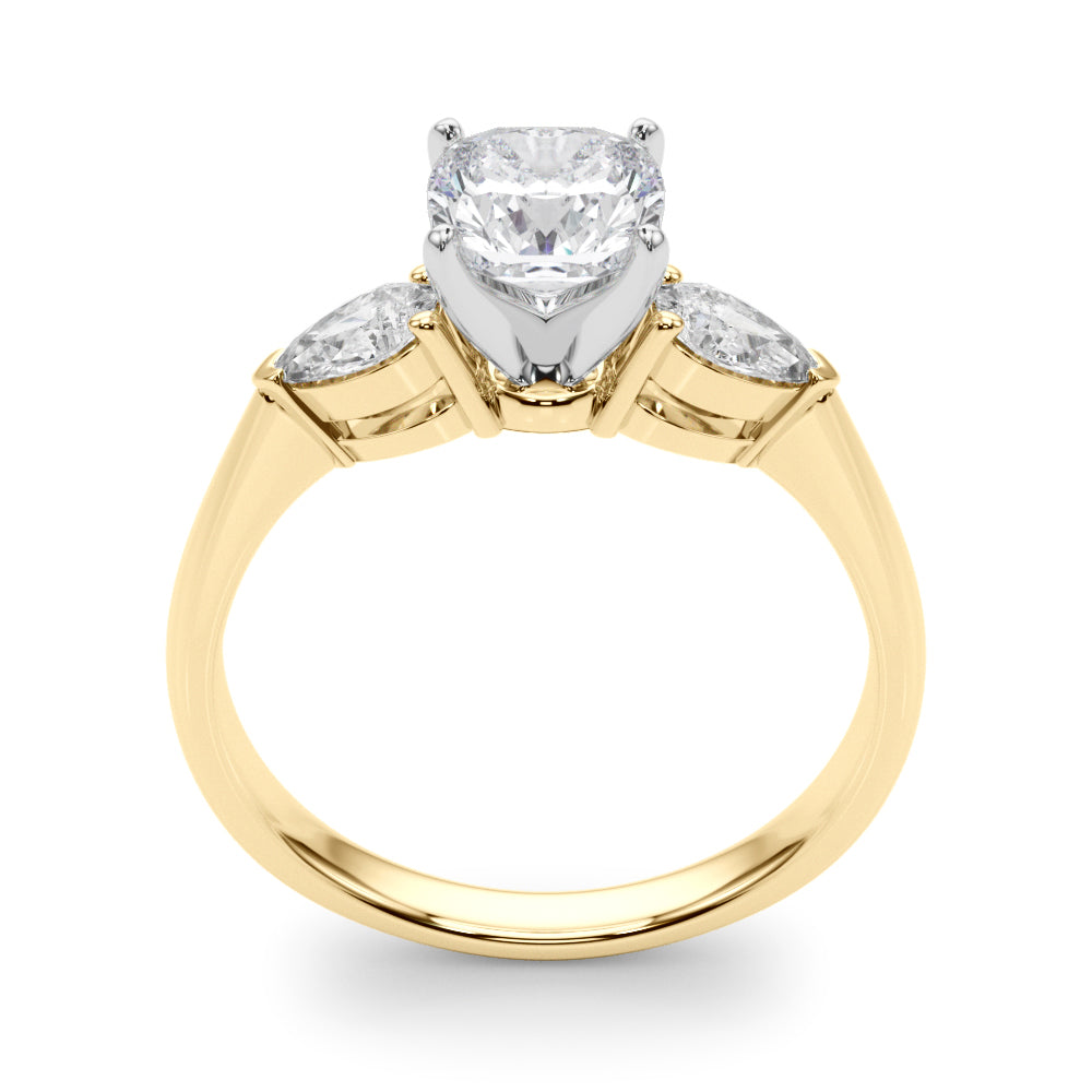 3 Stone Cushion with Pear Side Accent Engagement Ring