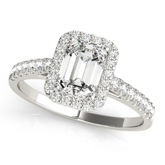 Emerald Halo Lab Grown Diamond Engagement Ring