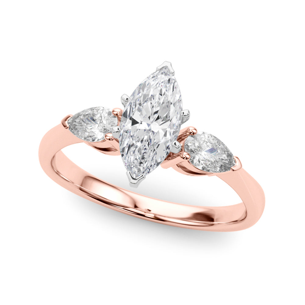 3 Stone Marquise with Pear Side Accent Engagement Ring