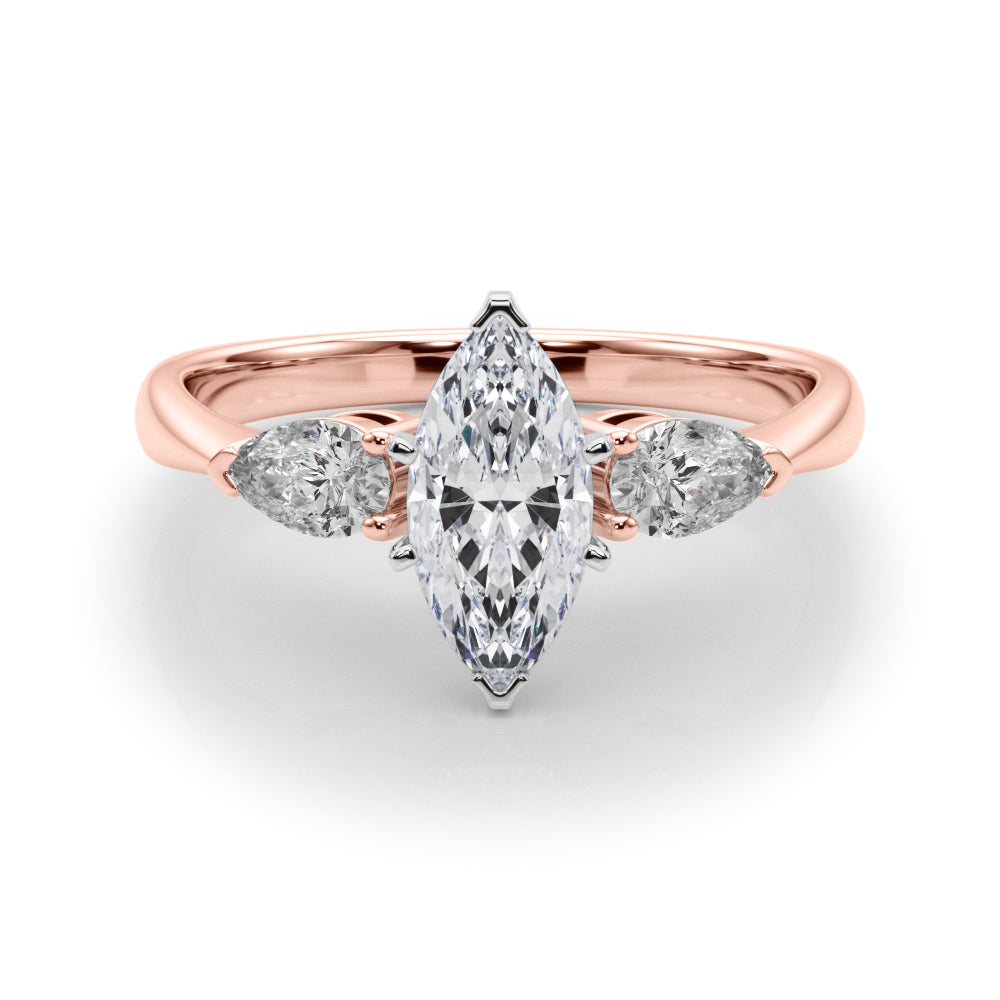 3 Stone Marquise with Pear Side Accent Engagement Ring