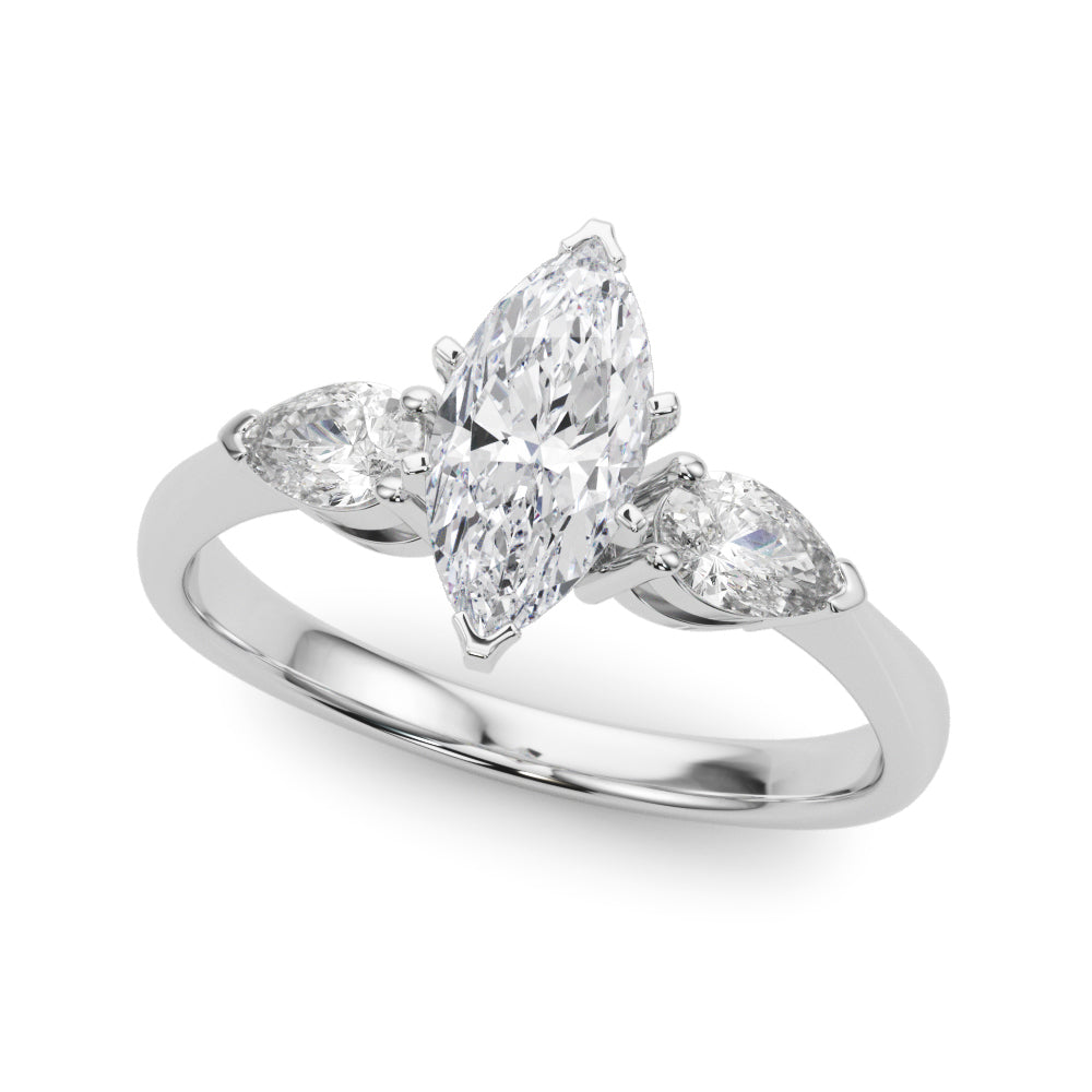 3 Stone Marquise with Pear Side Accent Engagement Ring