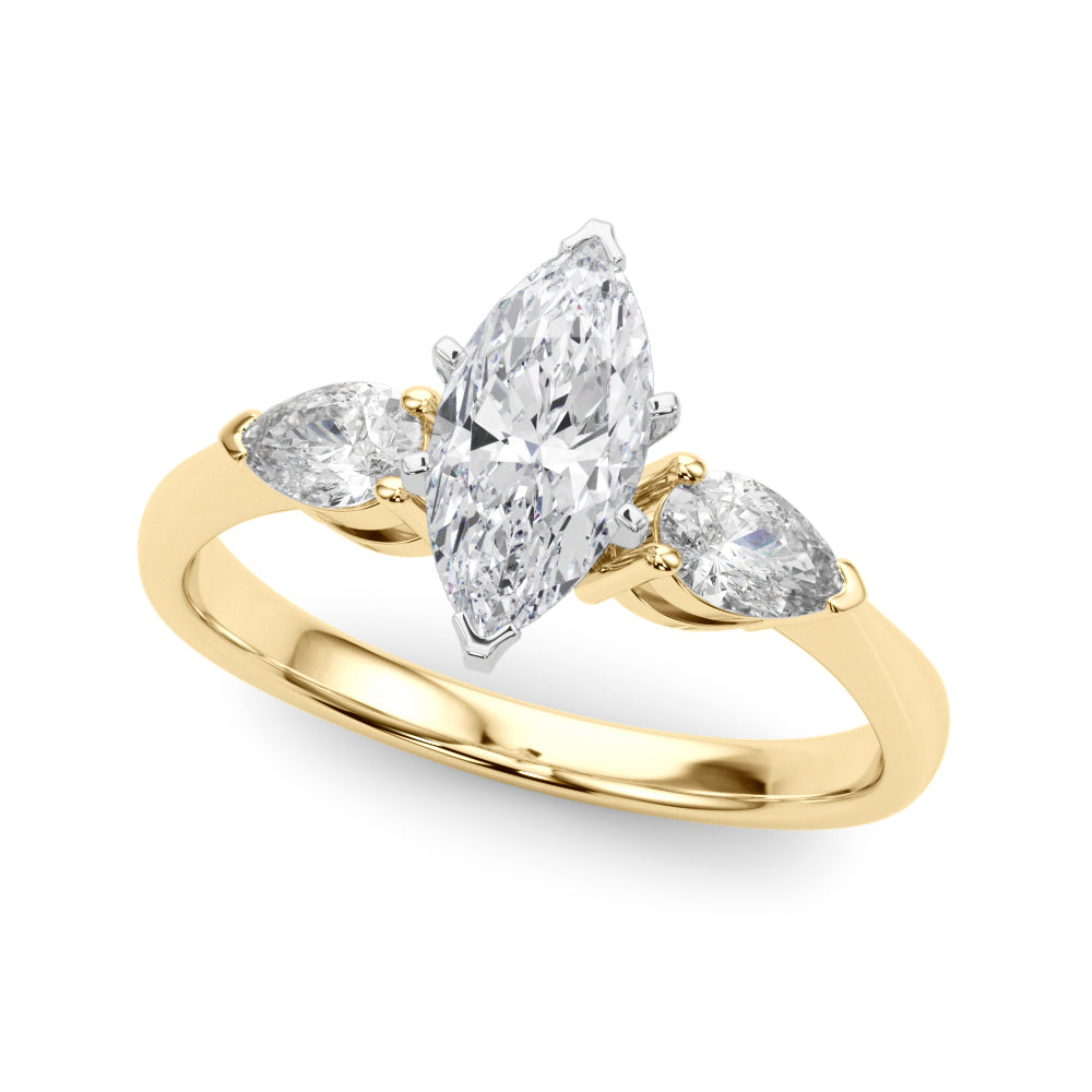 3 Stone Marquise with Pear Side Accent Engagement Ring