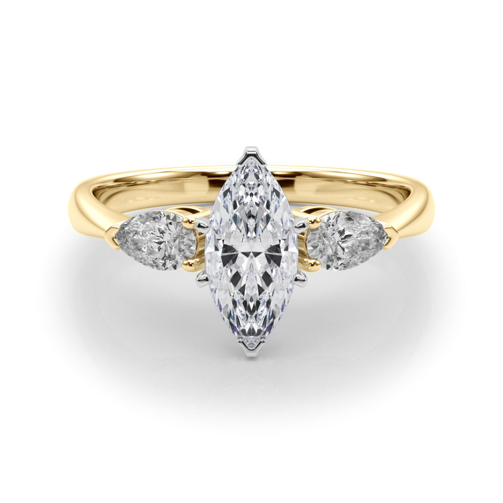 3 Stone Marquise with Pear Side Accent Engagement Ring