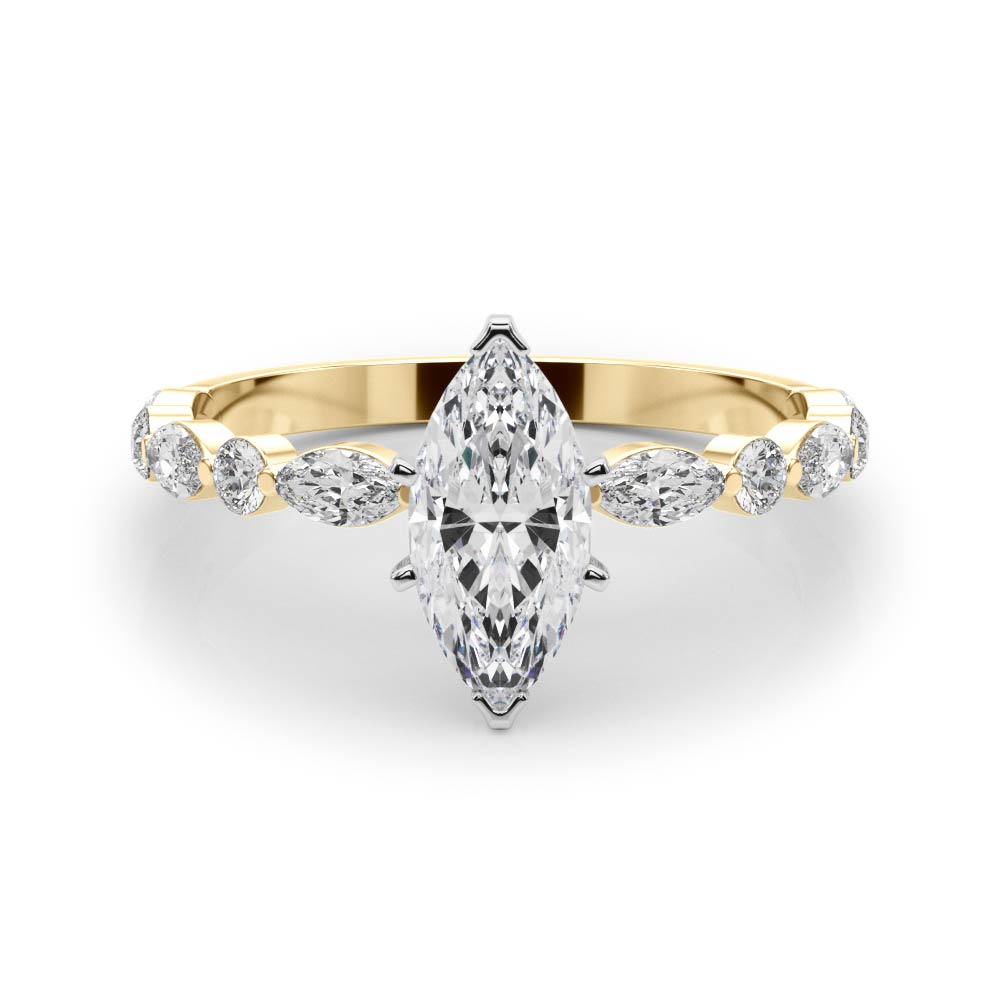 Petite Marquise Alternating Round and Marquise Engagement Ring
