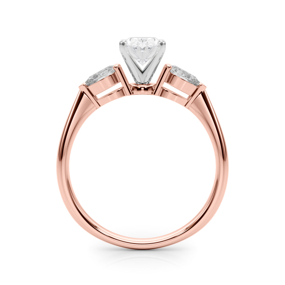 3 Stone Oval with Pear Side Accent Engagement Ring