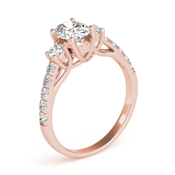 3 Stone Oval with Round Side Accent Engagement Ring