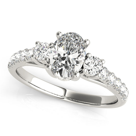3 Stone Oval with Round Side Accent Engagement Ring