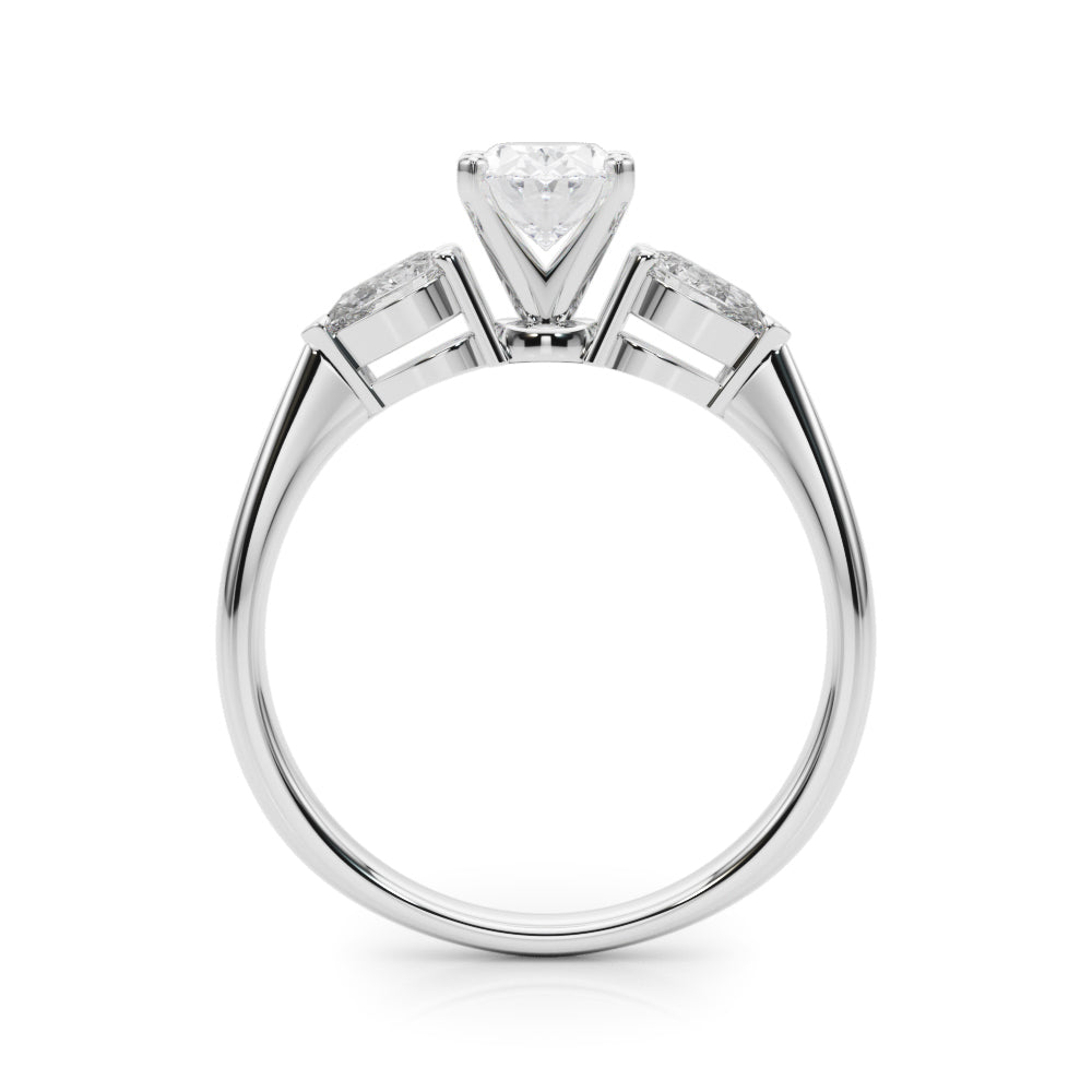 3 Stone Oval with Pear Side Accent Engagement Ring