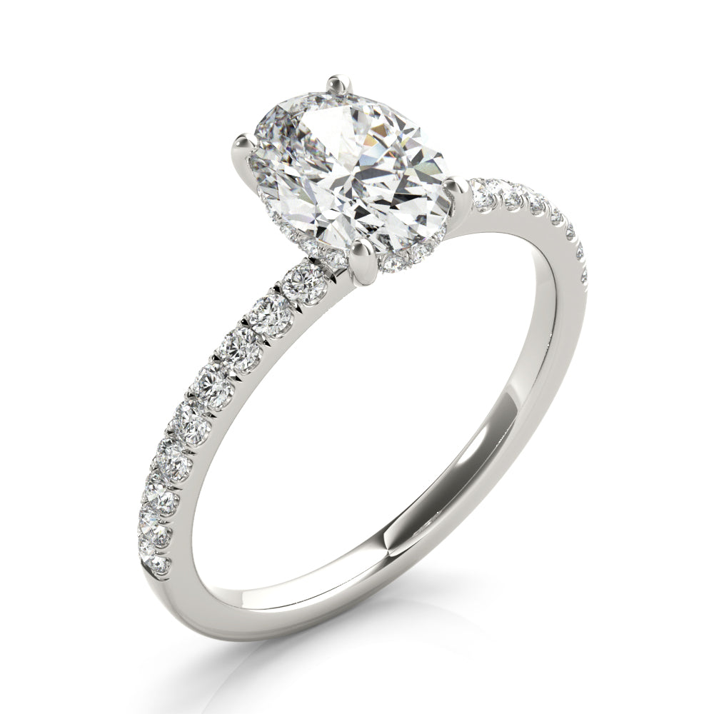 Oval Demi Hidden Halo Engagement Ring