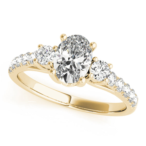 3 Stone Oval with Round Side Accent Engagement Ring