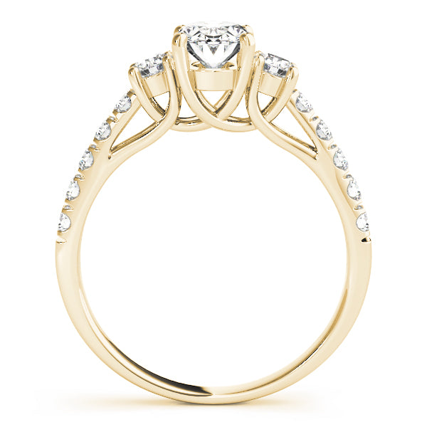 3 Stone Oval with Round Side Accent Engagement Ring