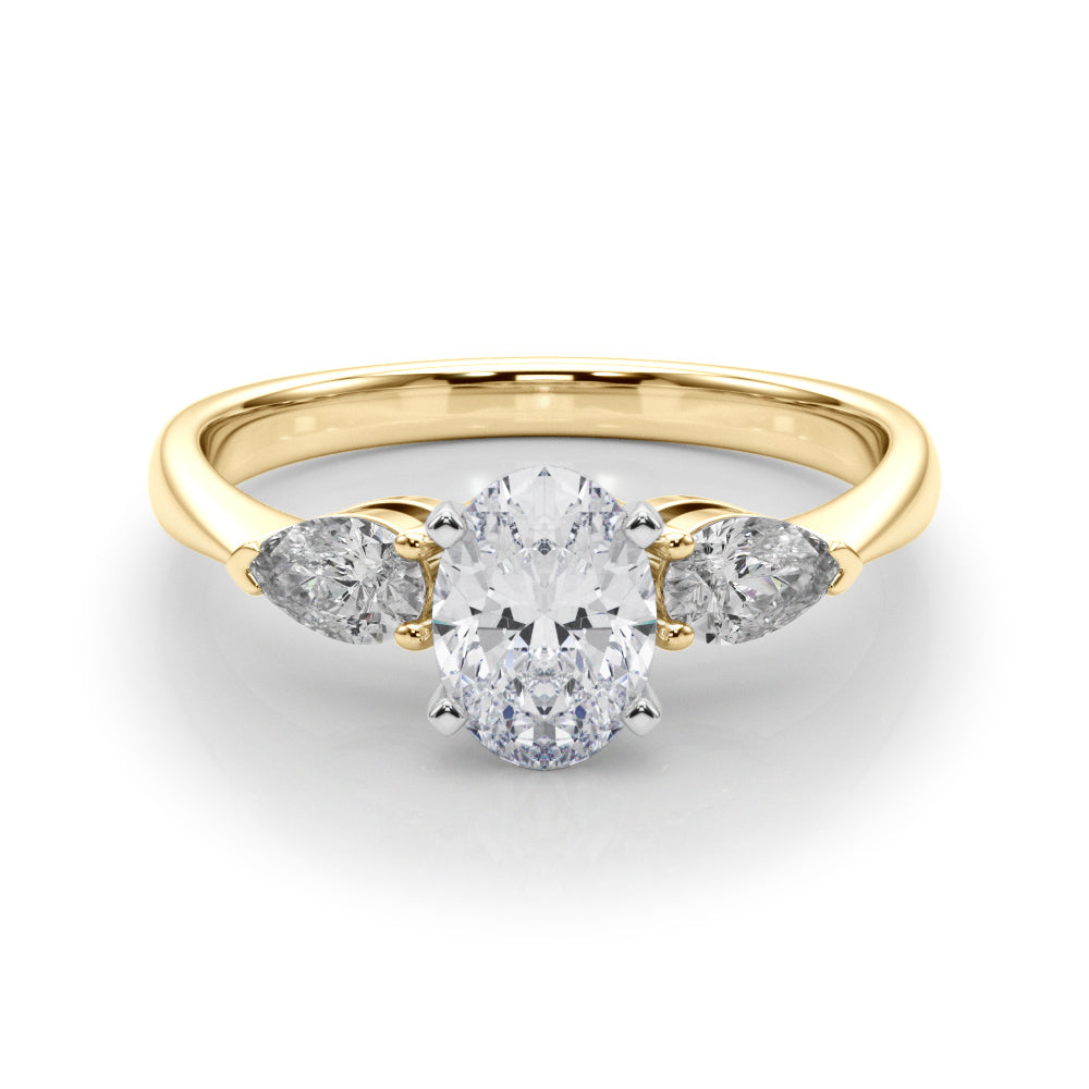 3 Stone Oval with Pear Side Accent Engagement Ring
