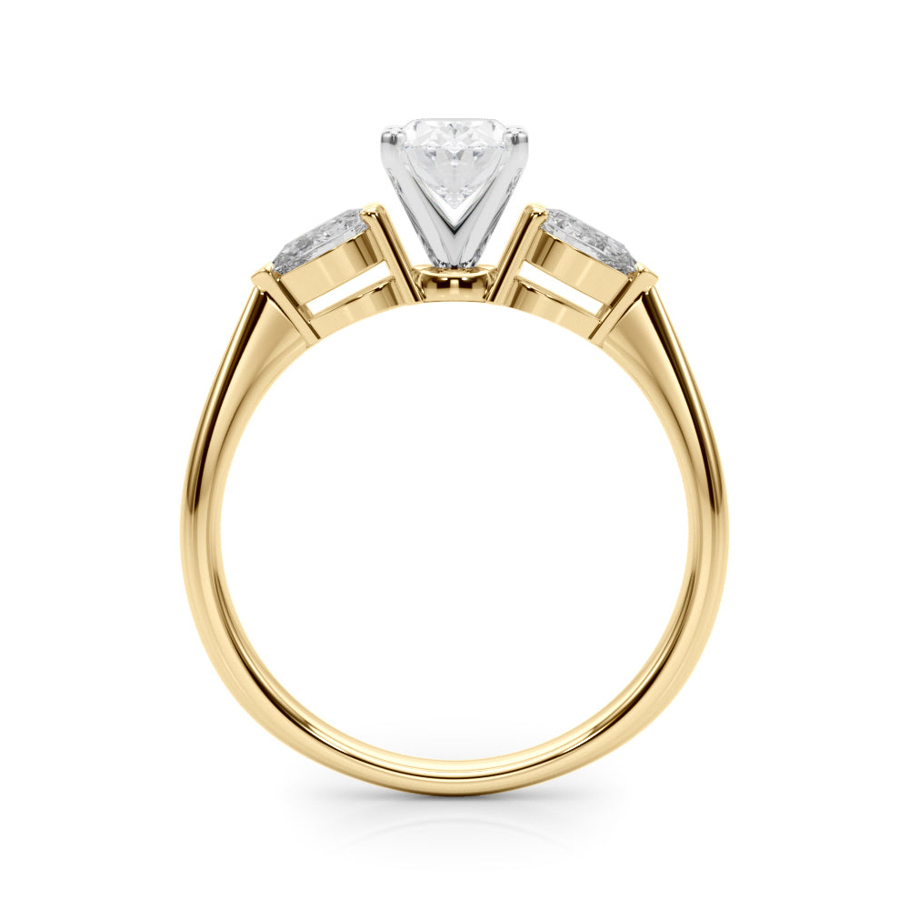 3 Stone Oval with Pear Side Accent Engagement Ring