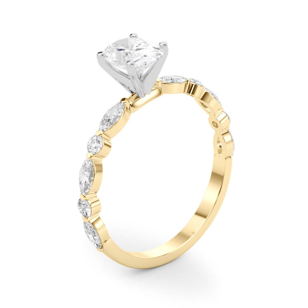 Petite Oval Alternating Round and Marquise Engagement Ring