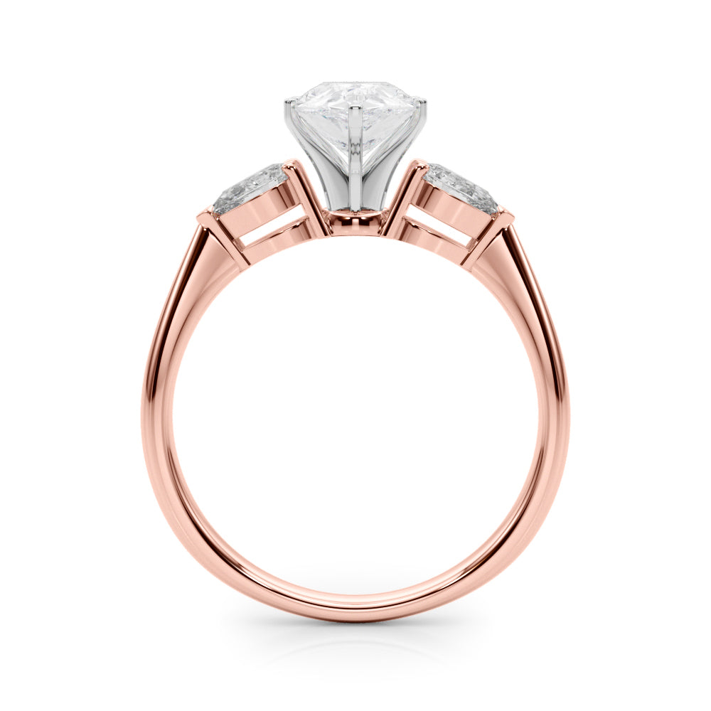 3 Stone Pear with Pear Side Accent Engagement Ring