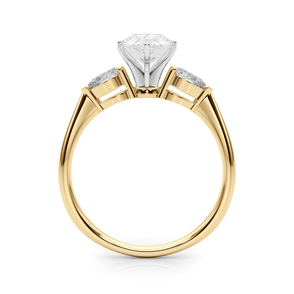 3 Stone Pear with Pear Side Accent Engagement Ring