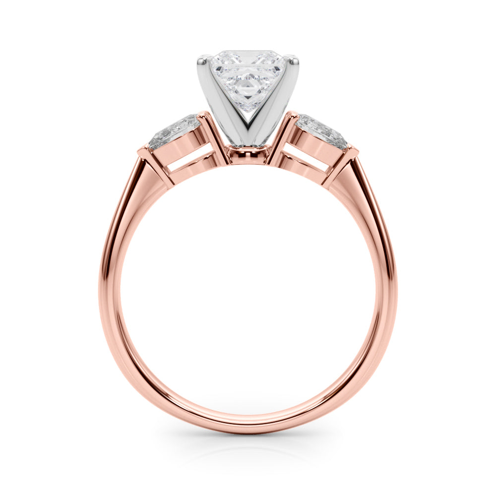 3 Stone Princess with Pear Side Accent Engagement Ring