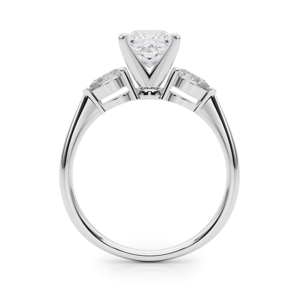 3 Stone Princess with Pear Side Accent Engagement Ring