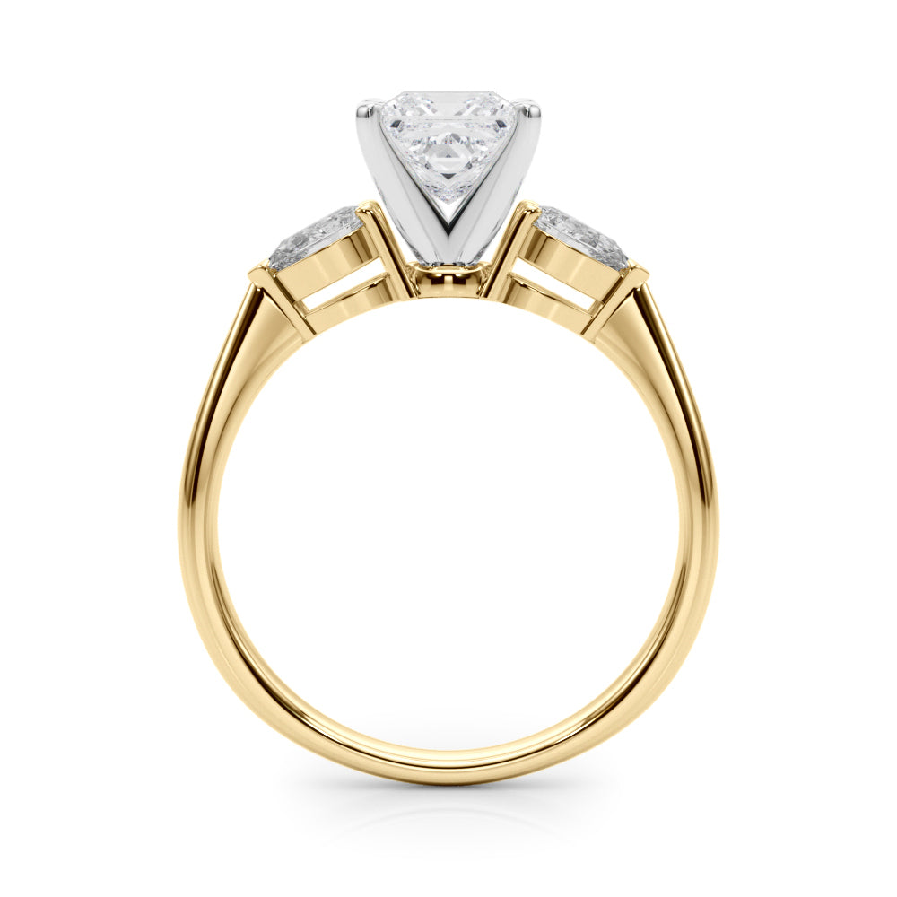 3 Stone Princess with Pear Side Accent Engagement Ring
