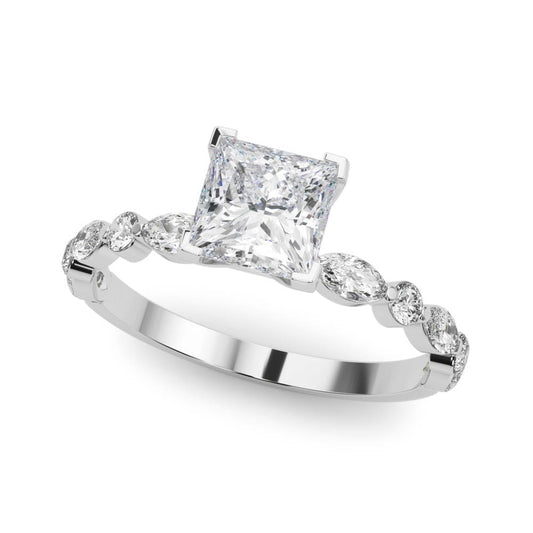 Petite Princess Alternating Round and Marquise Engagement Ring